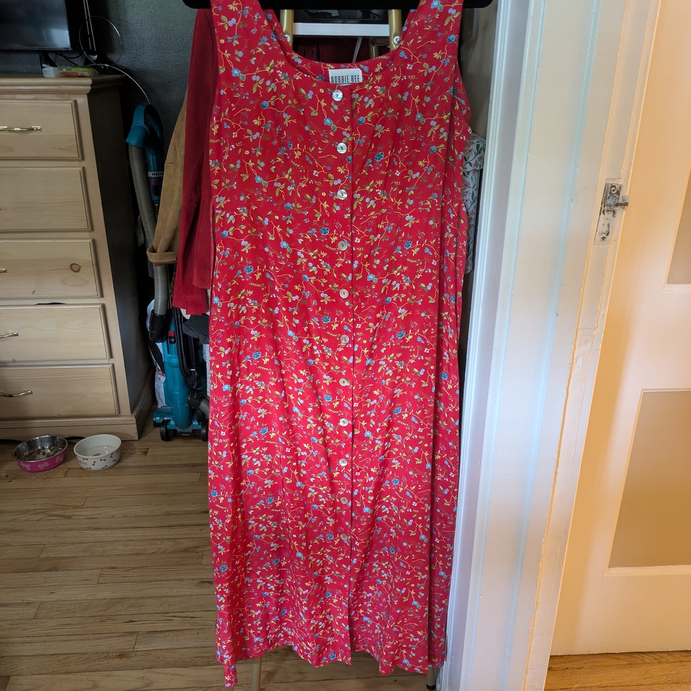 Floral Red Sleeveless Dress